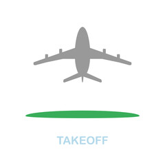 Takeoff flat icon. Colored element sign from airport collection. Flat Takeoff icon sign for web design, infographics and more.