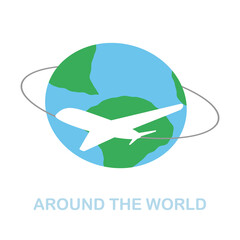 Around The World flat icon. Colored element sign from airport collection. Flat Around The World icon sign for web design, infographics and more.