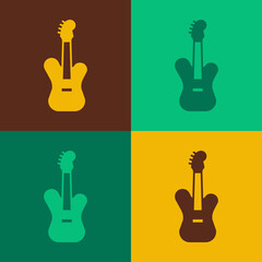Naklejka premium Pop art Electric bass guitar icon isolated on color background. Vector