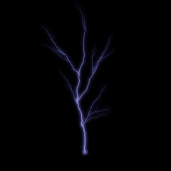 Lightnings, thunderbolt strikes during storm at night.