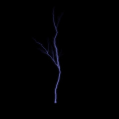 Lightnings, thunderbolt strikes during storm at night.