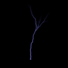 Lightnings, thunderbolt strikes during storm at night.