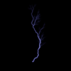 Lightnings, thunderbolt strikes during storm at night.