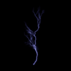 Lightnings, thunderbolt strikes during storm at night.