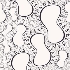 Illustration abstract doodle scribble hand drawing paisley random shape seamless pattern background.