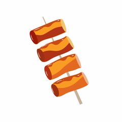 Tokpokki or stir-fried rice cakes is a popular Korean food.hand draw sketch vector.