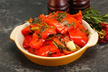 Tasty marinated red bell pepper