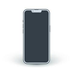 iPhone 13 Pro vector template for business. Gray drawing modern smartphone. Concept graphic design presentation.