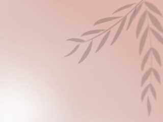 Fototapeta na wymiar ピンク色の壁に映る葉の影の背景イラスト