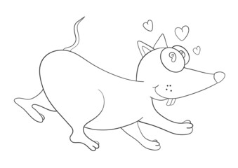 Loving mouse with hearts. Valentine's Day. Vector illustration