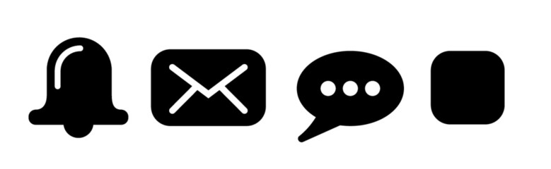 Simple notification icon set isolated on white background. Push notification icon set. Vector illustration. UX/UI element for web design. Push notification icon element.