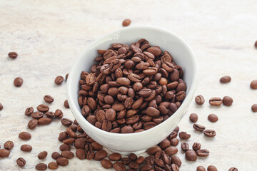 Roasted coffee bean in the bowl