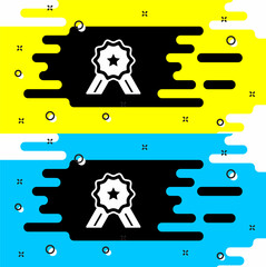 White Five stars customer product rating review icon isolated on black background. Favorite, best rating, award symbol. Vector