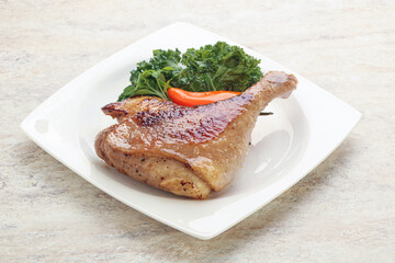 Roasted duck leg with orange sauce
