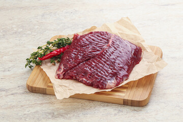 Raw beef machete steak for grill