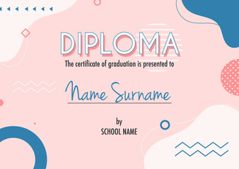 Diploma certificate concept template, with abstract background illustrations. vector