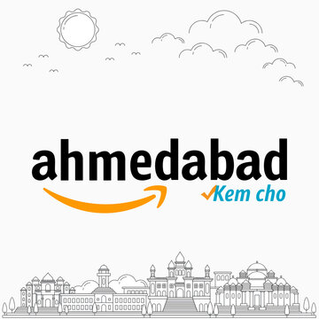 ahmedabad city skyline illustration,  Ahmedabad kem cho concept art