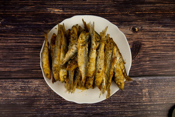 Fried herring on a plate