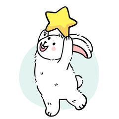 Cartoon cute little bunny and star vector.