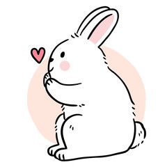 Cartoon cute little bunny and mini heart vector.