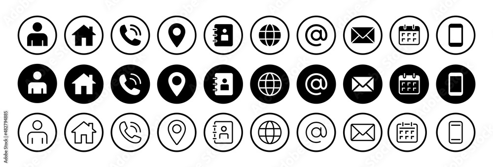 Leinwandbilder web icon set, web vector set, contact us icon set, for computer and mobile