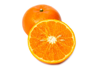 Fresh juicy orange fruit set over white background - tropical orange fruit for background use