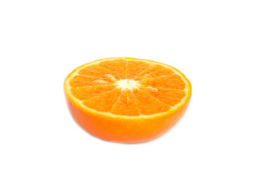 Fresh juicy orange fruit set over white background - tropical orange fruit for background use