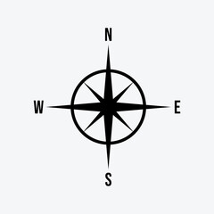 Compass navigation icon isolated flat design vector illustration.