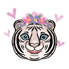 tiger head vector in love.