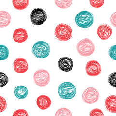 Seamless pattern with polka dots in beautiful colors.