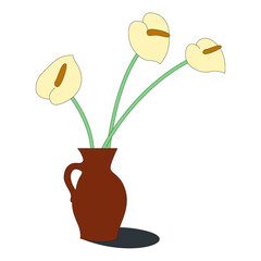 Flower vase vector illustration in line filled design