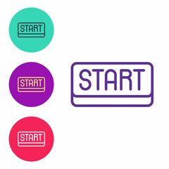 Set line Ribbon in finishing line icon isolated on white background. Symbol of finish line. Sport symbol or business concept. Set icons colorful. Vector