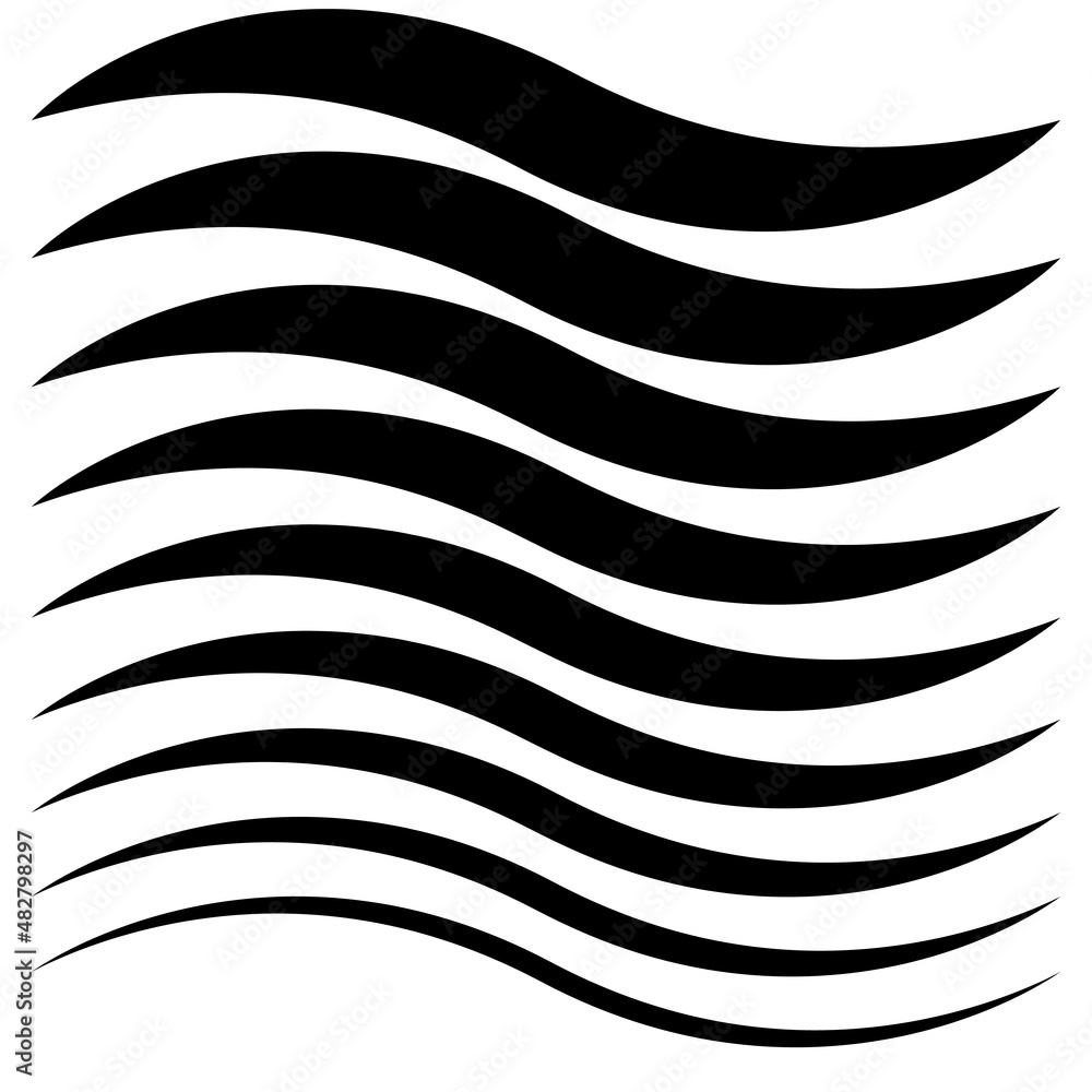 Poster Set graceful curved line stroke, smooth curved stripe calligraphic curl