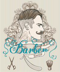 Hipster Barber Shop Business Card design template. Vector illustration.