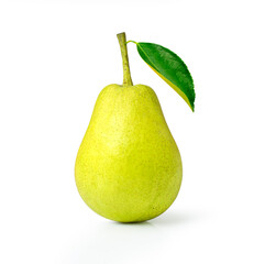 pear with leaf isolated on white