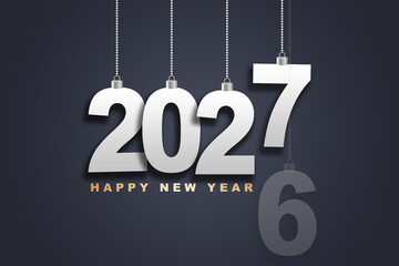 Obraz na płótnie Canvas 2027 Happy New Year in golden design, Holiday greeting card design