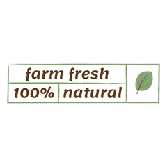 farm fresh vector label, vegan sticker of organic products organic bio framed