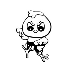 Cute cartoon style illustration of a karate chick