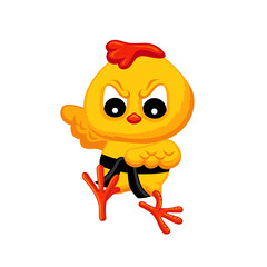 Cute cartoon style illustration of a karate chick