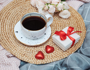 Romantic breakfast in bed