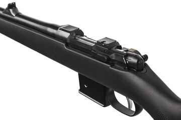 Modern bolt carbine isolated on white background. Weapons for sports, hunting and self-defense.