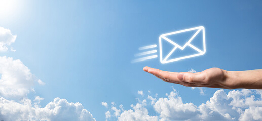 Email marketing and newsletter concept.Contact us by newsletter email and protect your personal...
