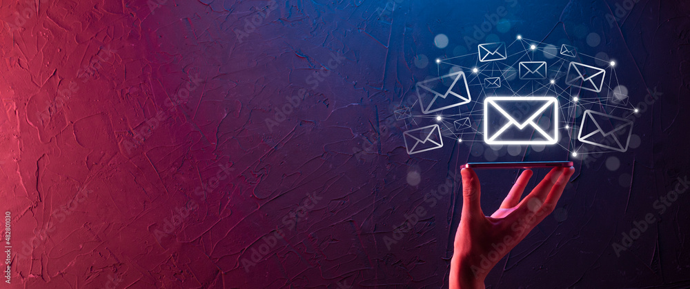Wall mural email marketing and newsletter concept.contact us by newsletter email and protect your personal info