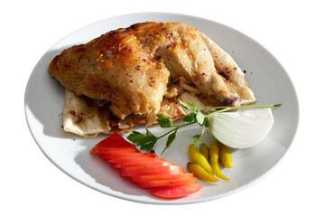 fried chicken plate on a white background