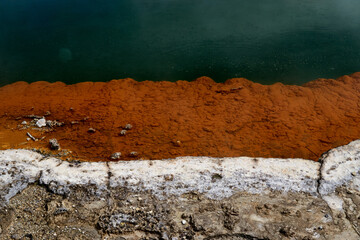 Close-up at the bright lake colours at Geothermal park near Rotorua, New Zealand