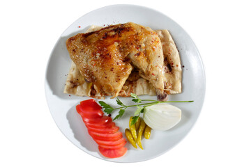fried chicken plate on a white background