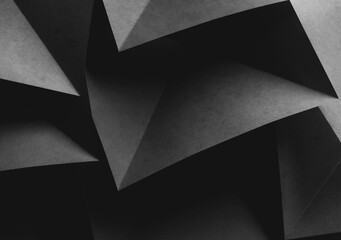 Geometric shapes of black paper, composition abstract