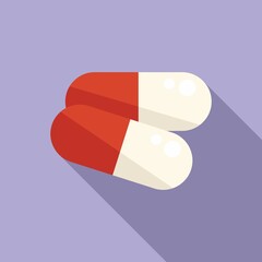 Sport capsule icon flat vector. Diet nutrition