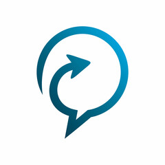 blue circle arrow chat logo design