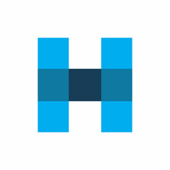 blue square initial h letter logo design